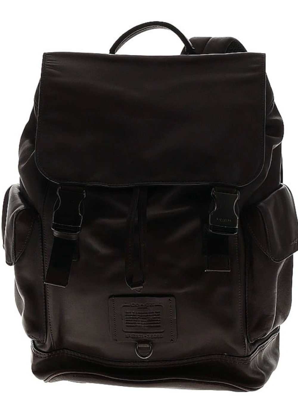 Coach brown/burgundy  Leather Backpack with Flap and Buckle Detail
